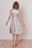 Festive Grey Krueger  NALA Collection  Dirndl with Beautiful Lace and pearl studded Apron and high cut  top