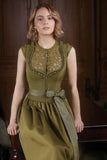 Anica  Krueger Madl  Dirndl skirt length 70 cm in beige and olive green - German Specialty Imports llc