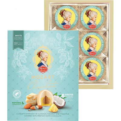 183429 White Chocolate COCONUT PINEAPPLE German Reber Mozart / Constanze Mozart Kugel  6 pc  Gift Box (Copy) (Copy) (Copy) (Copy)