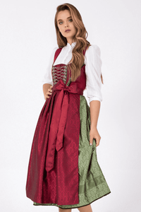 Cannstatt Beautiful 3  pc Traditional  Festive Krueger  Collection Dirndl with 85 cm/ 33.5" long skirt with 2 aprons - German Specialty Imports llc