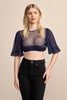 212068-000 Hazel Krueger Soft  Lace  Dirndl Blouse 1/2 Sleeves, blue