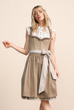 Anica  Krueger Madl  Dirndl skirt length 70 cm in beige and olive green - German Specialty Imports llc