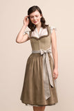 Anica  Krueger Madl  Dirndl skirt length 70 cm in beige and olive green - German Specialty Imports llc
