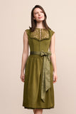 Anica  Krueger Madl  Dirndl skirt length 70 cm in beige and olive green - German Specialty Imports llc