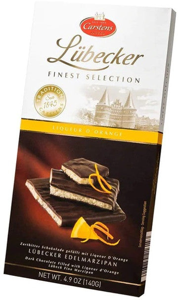 11530 Ch Carstens Orange Liquor Dark Chocolate Covered Marzipan Luebecker finest Selection - German Specialty Imports llc