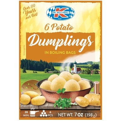 10GE44A or 225253 Dr. Willi Knoll  6 Potato Dumpling Half & Half in Boiling Bag Best Before Date  March 15 2026