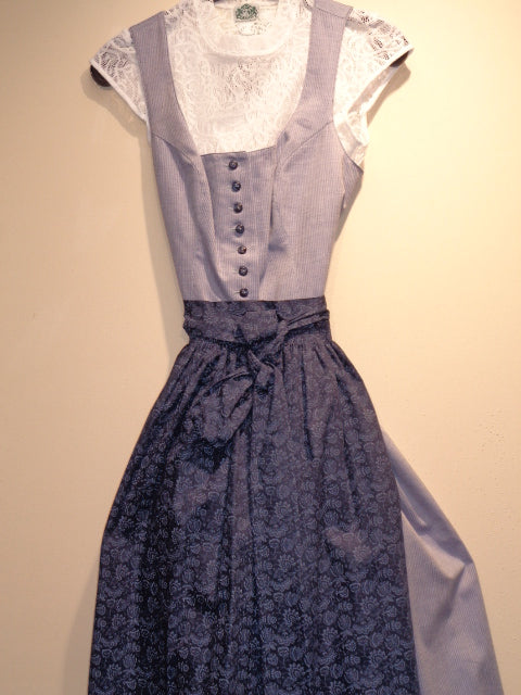 2 pc HAMMERSCHMID  Dirndl Klostersee 251-2084-40, blue  70 cm - German Specialty Imports llc