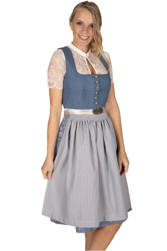 6016 Blue Fuchs Dirndl Dress linen optic  Skirt length 65 cm - German Specialty Imports llc