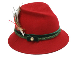 265 D1041 Fedora Style German Wool  Hat With Feather