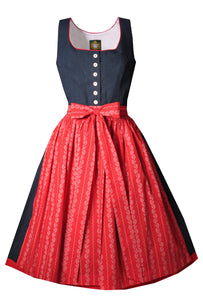 1912160 Traditional High Quality Hammerschmid Dirndl Dress  Kaerntner dark blue with white dots and red /white flower apron - German Specialty Imports llc