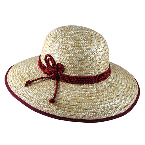 36505 OG Natur Rim Braided Straw Bortenstroh  Hat With 4  Silk Ribbons in different colors