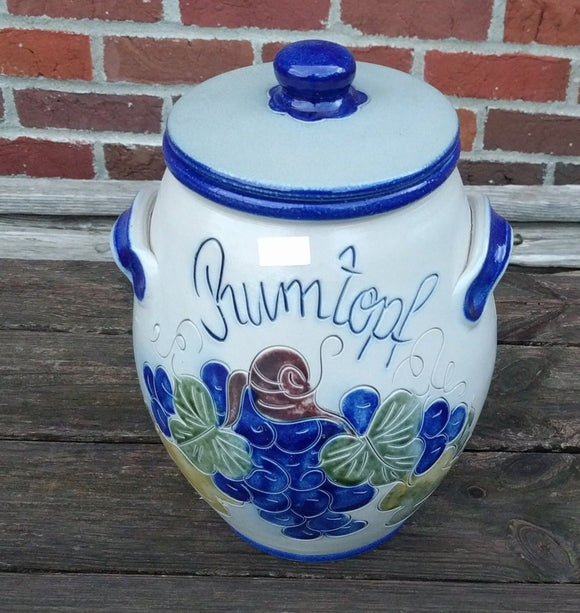 3 l Beautiful Hand Made Salt Gazed Pottery Pot with Lid - German Specialty Imports llc
