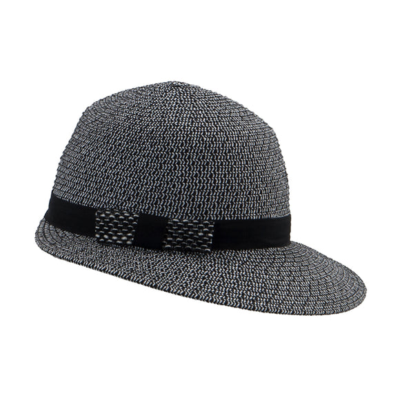 40130 Women  Hat  Straw hat Schute in Chrochet look with ribbon  50 + UV Protction