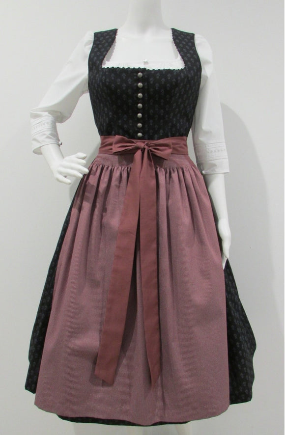 41990/8 Country Line Traditional  Dirndl black old pink skirt length 80 cm - German Specialty Imports llc