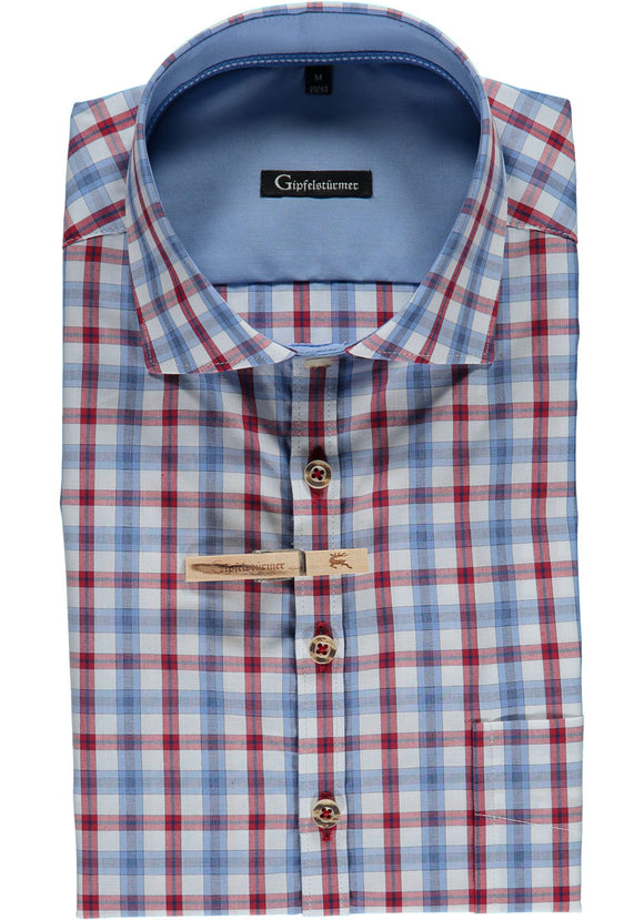420000-4036 OS Trachten Blue / Red and White md green / blue and white Checkered Men Trachten Shirt - German Specialty Imports llc