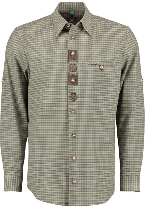 420003-4192/57  Beautiful OS Trachten Men Trachten Shirt  with embroidery decor  and Details on front and sleeves - German Specialty Imports llc