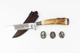 Partial for special order 59394 B Sima Lederhosen Messer /  Hunters Knife / Nicker Messer  with silver plated  Bayernwappen/ Bavarian crest at end of handle