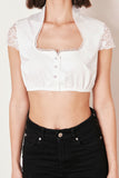 CARA Krueger High cut Lace Dirndl Blouse  with short sleeves matching Willa Dirndl - German Specialty Imports llc