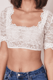 Krueger Franzi Elegant Festive Lace Dirndl Blouse  with short sleeves White