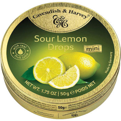 23072 Cavendish & Harvey Sour Lemon Drops Hard Candy Tin