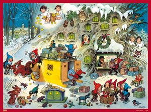 11589 Advents Calendar Gnomes Post Office with glitter