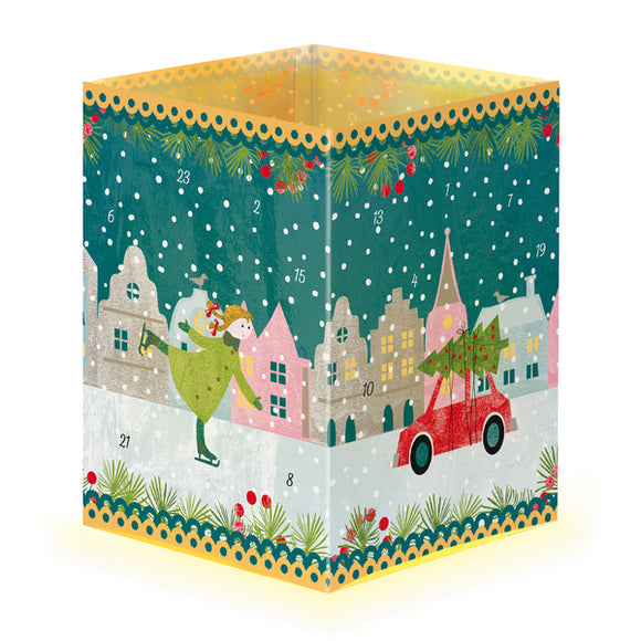 22235-12513 Town   Tea Light Advent Calendar Card  with envelope