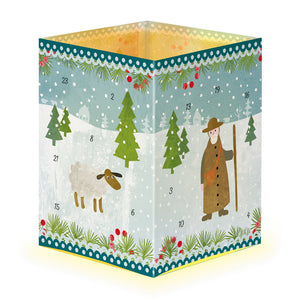 22235-12514 Country side   Tea Light Advent Calendar Card  with envelope