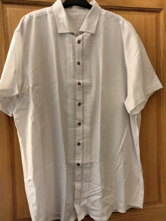 36844 OS Short sleeves  White  Men Liegekragen  Trachten Shirt with Bone  Buttons - German Specialty Imports llc