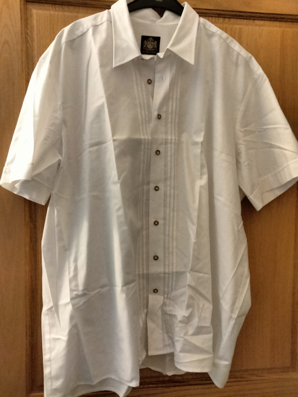 313726 Hammerschmid Short sleeves  White  Men Liegekragen  Trachten Shirt with Bone  Buttons - German Specialty Imports llc