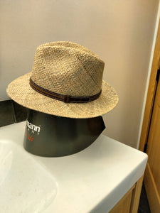 Traditional Bortenstroh  Hut/ Straw Hat with Leather band by Faustmann size 61 - German Specialty Imports llc