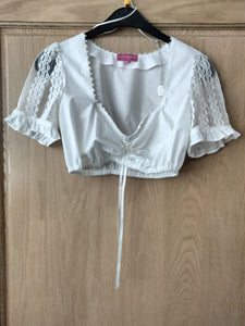 301021 Beautiful Krueger Elegant Festive Lace / cotton Dirndl Blouse  with short sleeves White