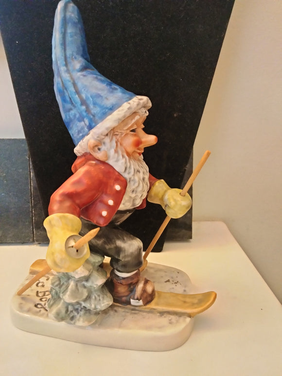 Goebel Gnome Figurine Hummel Co Boy Dwarf Germany 522 Toni Skier skiis pole snow - German Specialty Imports llc