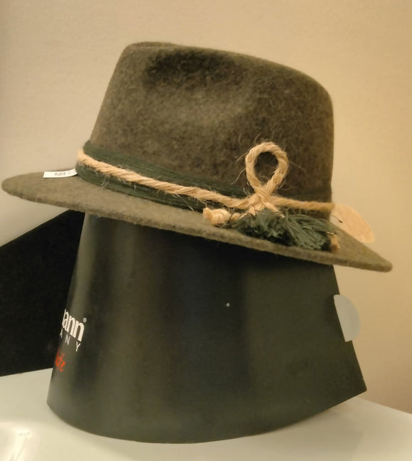 1013/105/1684  Faustmann WOOL HAT  with brown and green ropes and Edelweiss Embroidery