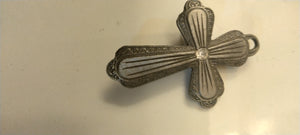 Antique Look Cross with sparkling stone  hat Pin / Brooche / Pendant