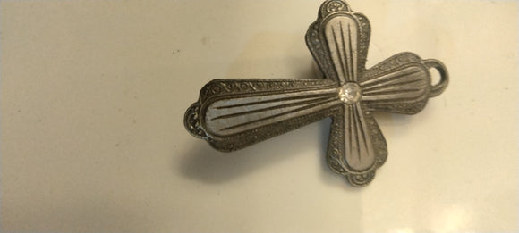 Antique Look Cross with sparkling stone  hat Pin / Brooche / Pendant