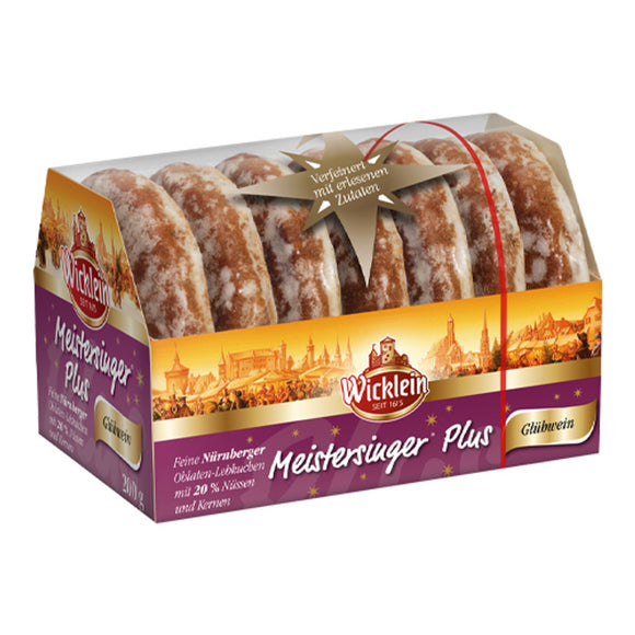 296351 Wicklein  Meistersinger Plus With Gluehwine Gingerbread Oblaten Cookies 20 % Nuts with Almonds Crunch Topping  7.05 oz