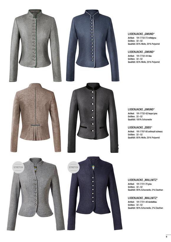 191-7707-80 Hammerschmid EBBS  Lodenjacke  Wool Women Jacket, dark grey/black - German Specialty Imports llc
