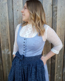 251 2084 Koflersee 2 pc HAMMERSCHMID  Dirndl  blue , skirt length  70 cm - German Specialty Imports llc