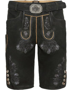 Hammerschmid Lederhose Rosenheim  Men Trachten  Lederhosen Leather Pants, black  antique - German Specialty Imports llc