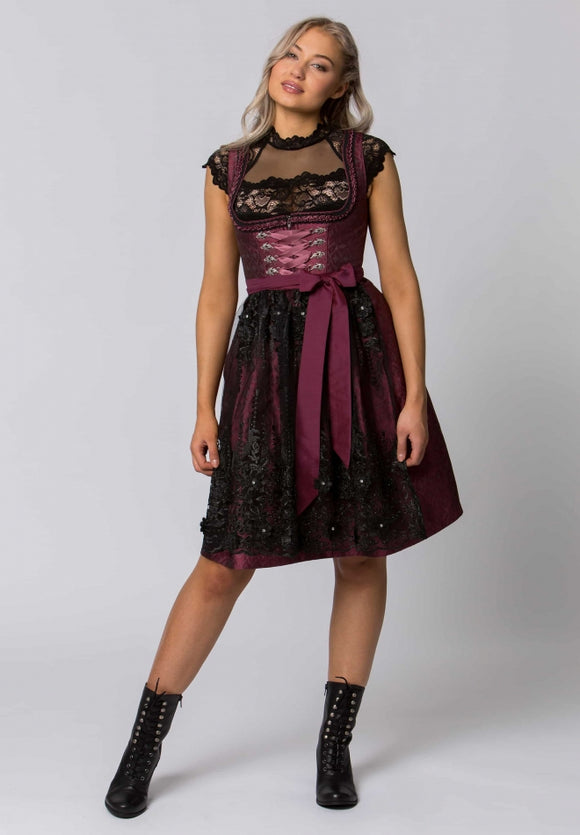 Stockerpoint Dirndl Sanja  Wiesenwuid, burgundy red. Skirt length 60 cm