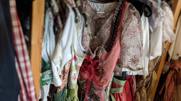 Store View of a selection of German Dirndls /  Authentic German traditional Women dresses