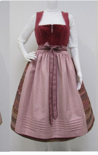 T9335/7 Tramontana Country Line Festive Dark Red Dirndl with festive apron