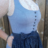 251 2084 Koflersee 2 pc HAMMERSCHMID  Dirndl  blue , skirt length  70 cm - German Specialty Imports llc