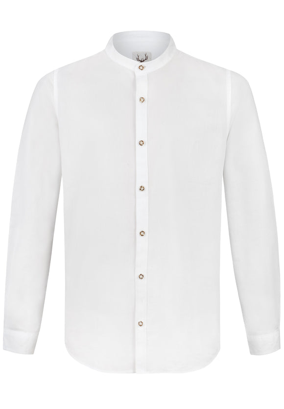 Friedrich White Stockerpoint Men Trachten Shirt with Standup collar - German Specialty Imports llc