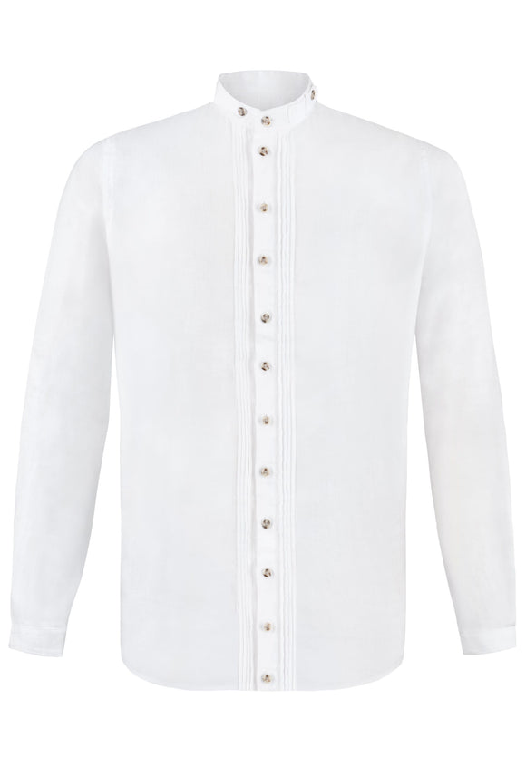 Julian White Stockerpoint Men Trachten Shirt with Standup collar - German Specialty Imports llc