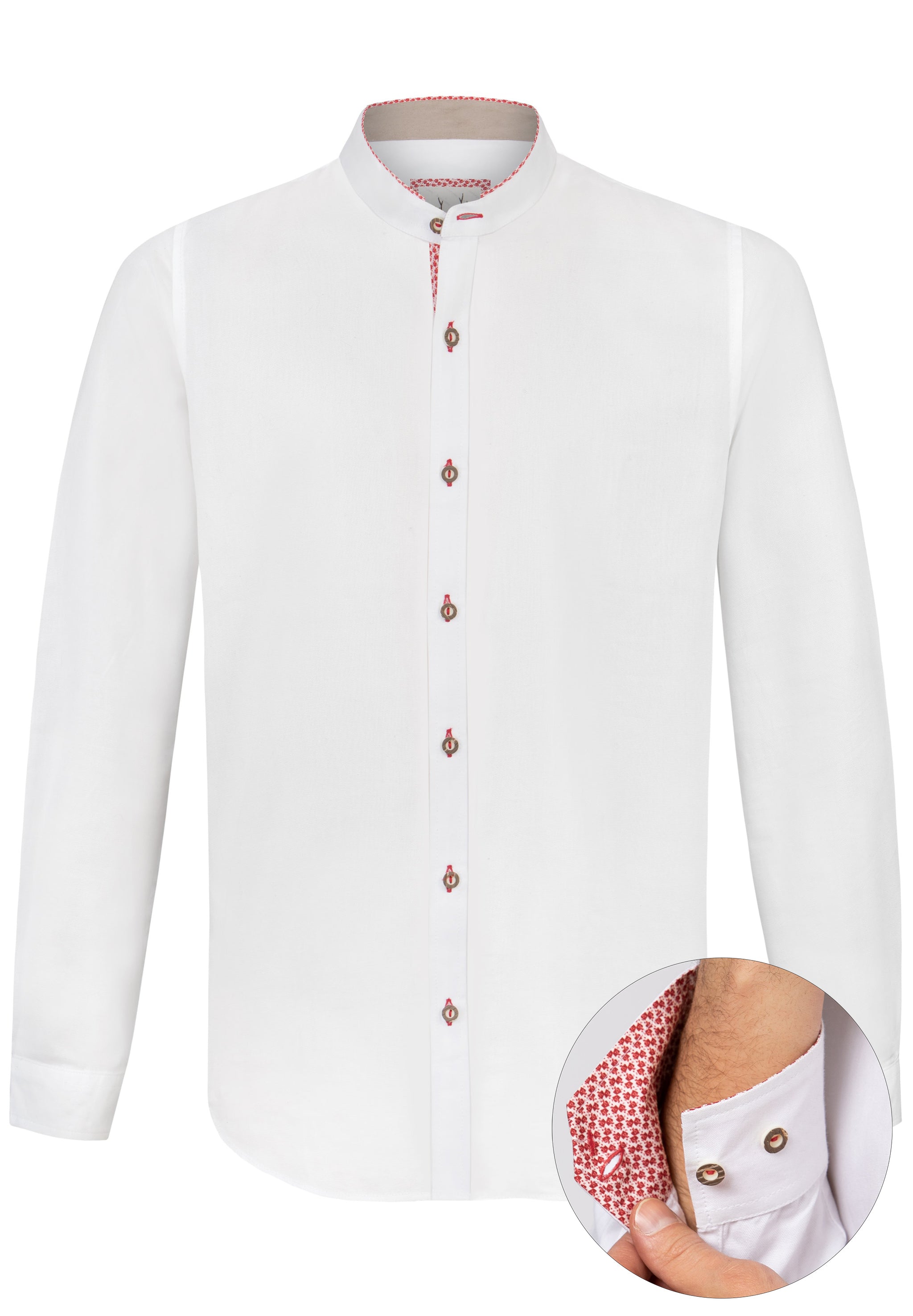 Raffa White Stockerpoint Men Trachten Shirt with Standup collar