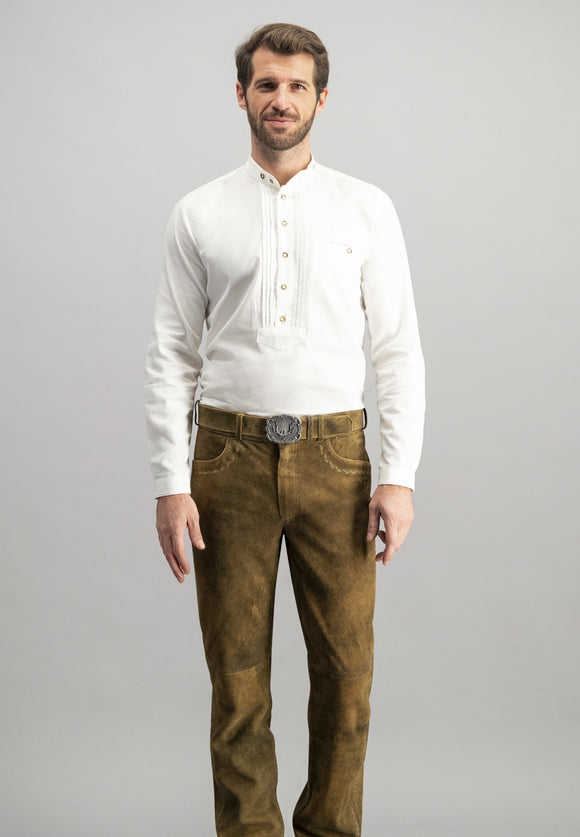 Rhenus2 White Stockerpoint Men Trachten Shirt with Standup collar - German Specialty Imports llc
