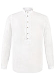 Senna White Stockerpoint Men Trachten Shirt with pleats in the front and with Standup collar - German Specialty Imports llc