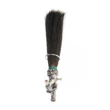 000310/00B012 Imitation Gamsbart Pin /  Brush with brown with light tip in brass deer design holder