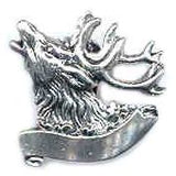 000477S/00B146 Imitation Gamsbart Pin /  Brush in  white/brown in  deer decor brass holder